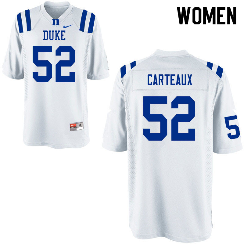 Women #52 Cole Carteaux Duke Blue Devils College Football Jerseys Sale-White - Click Image to Close